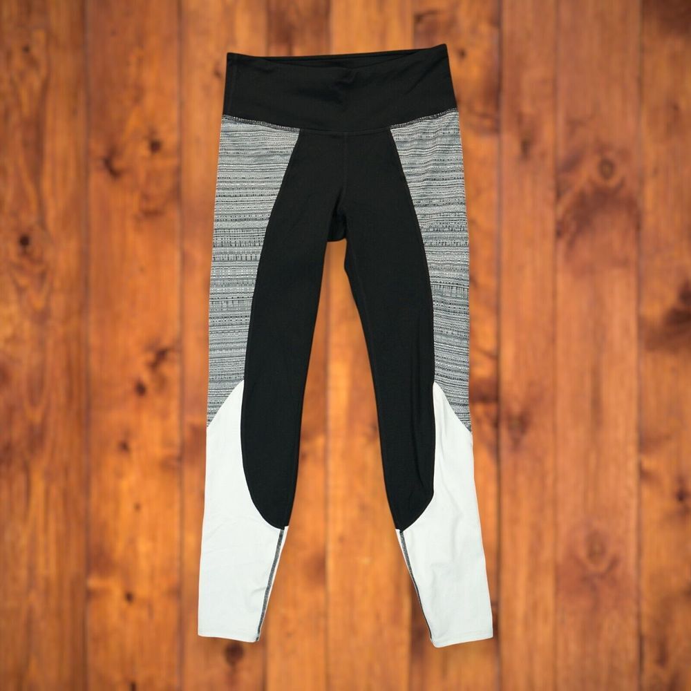 Athleta Women's Leggings Small Colorblock Black White Gray Athletic Pants‎